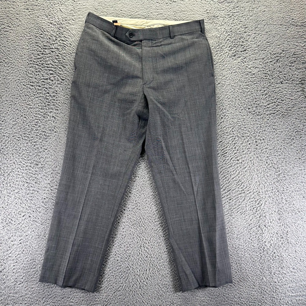 Brooks Brothers Pant Mens 36x28 Gray Wool Dress Straight Business Preppy Stretch